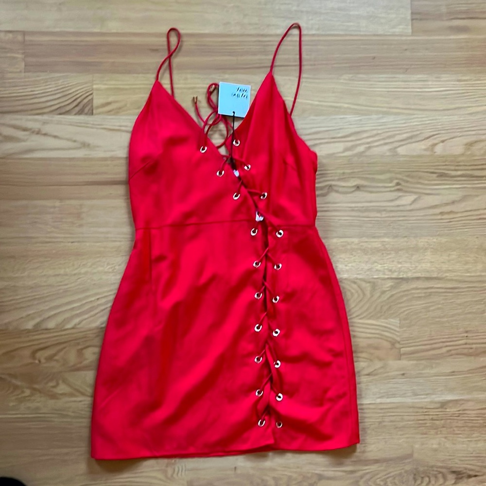 By The Way Red Lace-up Dress, size M, Brand New